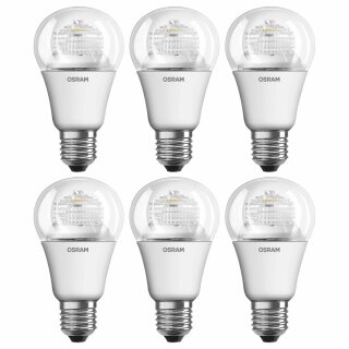 6 x Osram LED Star Leuchtmittel Classic A 5W = 40W E27 klar warmweiß 2700K