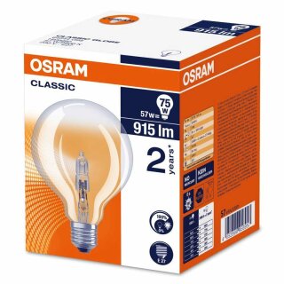 Osram Eco Halogen Classic Globe G95 57W = 75W E27 klar warmweiß dimmbar