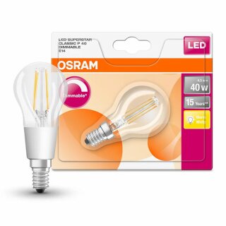 Osram LED Filament Leuchtmittel Classic Tropfen 5W = 40W E14 klar Blister 470lm warmweiß 2700K DIMMBAR