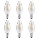 6 x Osram LED Filament Retrofit Classic BW Kerze gedreht 4W = 40W E14 klar warmweiß 2700K