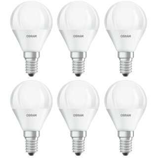 6 x Osram LED Star Classic P Leuchtmittel Tropfen 5,5W = 40W E14 matt 470lm warmweiß 2700K