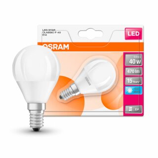 Osram LED Star Classic P Tropfen 5W = 40W E14 matt kaltweiß 4000K