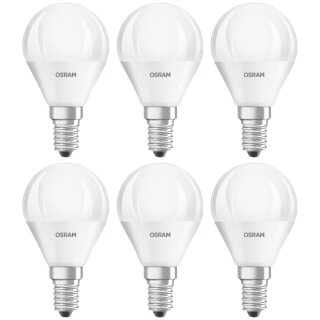 6 x Osram LED Star Classic P Tropfen 5W = 40W E14 matt kaltweiß 4000K