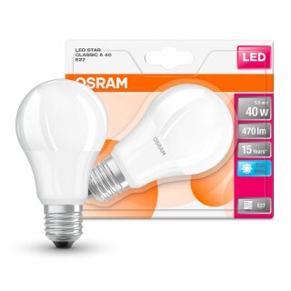 Osram LED Star Classic A Birnenform 5W = 40W E27 matt kaltweiß 4000K