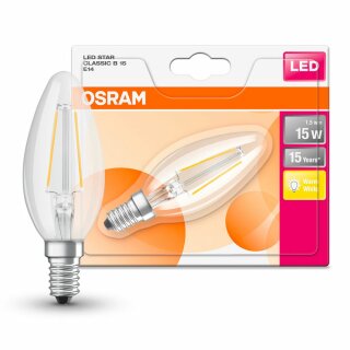 Osram LED Filament Retrofit Classic B Kerze 1,2W = 15W E14 klar warmweiß 2700K