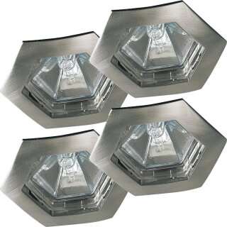 4 x Einbauleuchten Einbaustrahler Set Premium Line Hexa 4 x 35W 12V GU5,3 Halogen Eisen gebürstet IP44