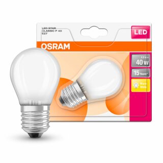 Osram LED Filament Leuchtmittel Tropfen 4W = 40W E27 MATT warmweiß 2700K