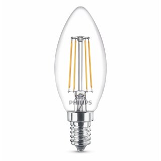 Philips LED Filament Kerze 4W = 40W E14 klar 470lm Glühlampe Glühbirne warmweiß 2700K