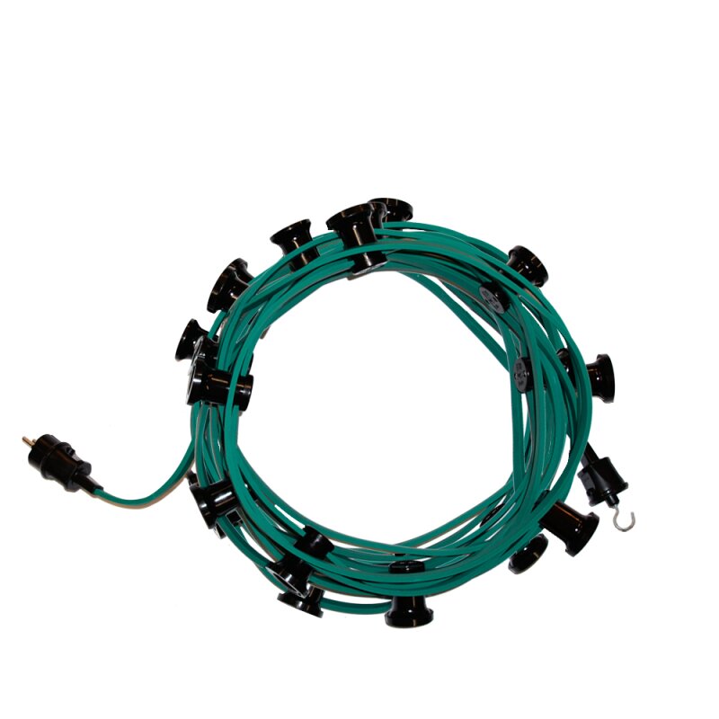 Illu Lichterkette Komplettset 50m 50 Fassungen E27 fertig montiert gr