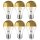 6 x LED Filament Leuchtmittel Birnenform 4W = 40W E27 Kopfspiegel Gold extra warmweiß 2200K