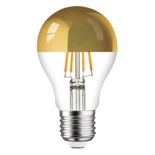 6 x LED Filament Leuchtmittel Birnenform A60 8W = 60W E27 Kopfspiegel Gold extra warmweiß 2200K