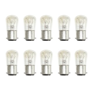 10 x Röhre T28x57 Glühbirne 15W B22d klar Glühlampe 15...