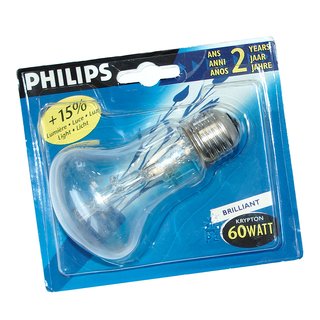 Philips Halogen Krypton Brilliant Leuchtmittel 60W E27 klar warmweiß dimmbar