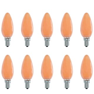 10 x Glühbirne Kerze 25W ORANGE E14 Glühlampen Glühlampe...