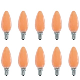 10 x Glühbirne Kerze 25W ORANGE E14 Glühlampen Glühlampe Glühbirnen Kerzen