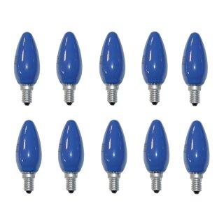10 x Glühbirne Kerze 25W BLAU E14 Glühlampen Glühlampe...