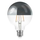 LED Filament Globe G95 6W = 60W E27 Kopfspiegel silber...