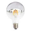 LED Filament Globe G95 6W = 60W E27 Kopfspiegel silber...