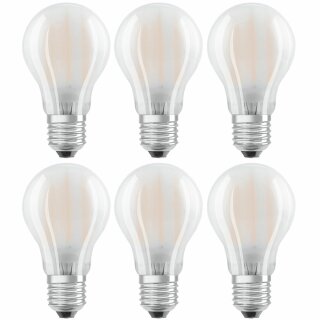 6 x Osram LED Filament Leuchtmittel A60 Birnenform 4W = 40W E27 matt 470lm warmweiß 2700K
