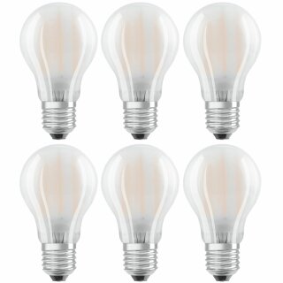 6 x Osram LED Filament Leuchtmittel A60 Birnenform 4W = 40W E27 matt 470lm warmweiß 2700K