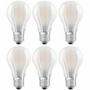 6 x Osram LED Filament Leuchtmittel A60 Birnenform 4W = 40W E27 matt 470lm warmweiß 2700K