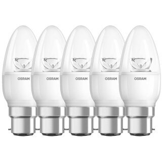 6 x Osram LED Leuchtmittel Suberstar Classic B Kerze 5,7W = 40W B22d klar warmweiß 2700K DIMMBAR