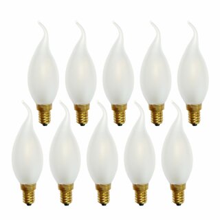 10 x LED Filament Windstoß Kerze 4W = 40W E14 MATT Glühlampe Glühbirne extra warmweiß 2200K DIMMBAR