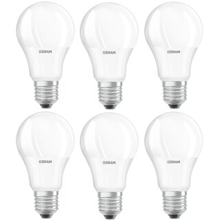 6 x Osram LED Superstar Classic A Birnenform Leuchtmittel 9W = 75W E27 matt 1055lm warmweiß 2700K