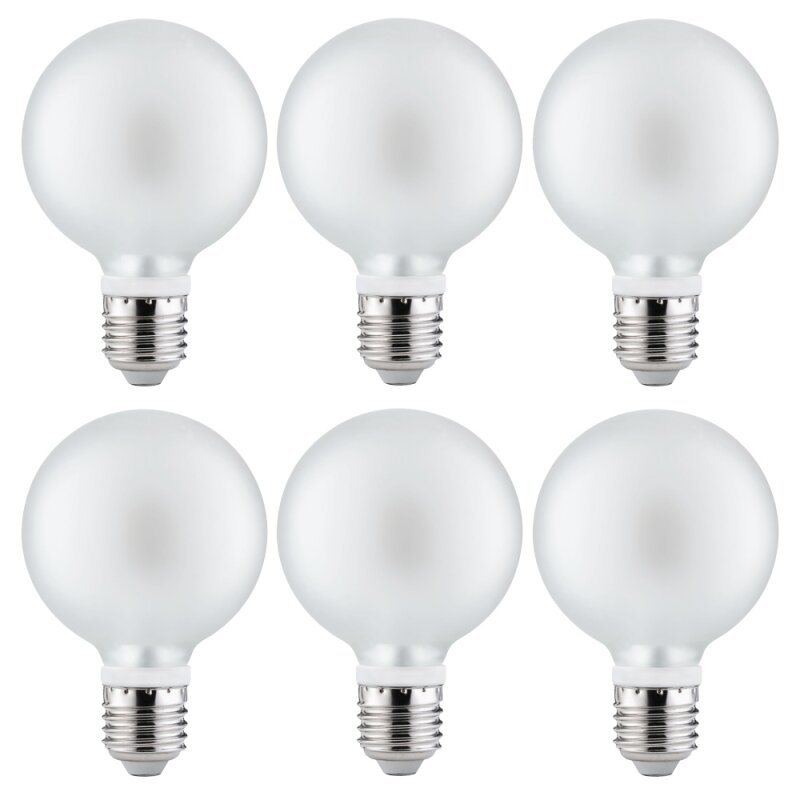 6 x Paulmann LED Leuchtmittel Globe G80 5W = 40W E27 Satin satiniert