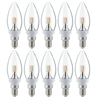 10 x Paulmann LED Leuchtmittel Kerze 2,5W fast 25W E14 klar warmweiß 2700K