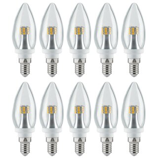 10 x Paulmann LED Leuchtmittel Kerze 4W fast 40W E14 230V Klar warmweiß 2700K 360°