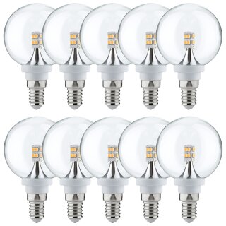 10 x Paulmann LED Mini Globe G60 2,5W fast 25W E14 Klar Kugel Warmweiß 2700K