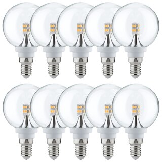 10 x Paulmann LED Mini Globe G60 2,5W fast 25W E14 Klar Kugel Warmweiß 2700K