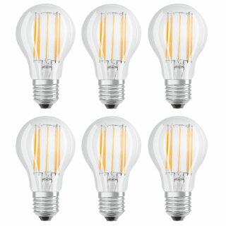 6 x Osram LED Filament Leuchtmittel Birnenform 10W = 100W E27 klar warmweiß 2700K