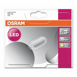 Osram LED Leuchtmittel Stiftsockel 1,7W = 20W G4 matt 12V warmweiß 2700K