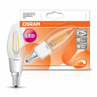 3 x Osram LED Filament Leuchtmittel Kerzenform matt B35 4,5W = 40W E14 warmweiß 
