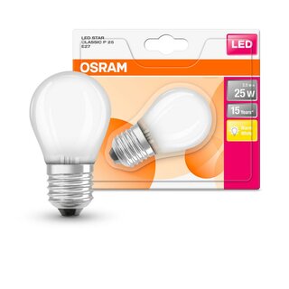 Osram LED Filament Leuchtmittel Tropfen P45 2,5W = 25W E27 matt 250lm 827 warmweiß 2700K