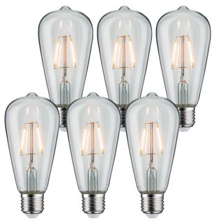 6 x Paulmann LED Vintage Rustika Filament Edison ST64 2,5W E27 extra warmweiß 1800K Goldlicht