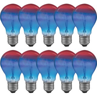 10 x Paulmann Glühbirne 25W E27 Multicolor Blau Rot gestreift