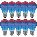 10 x Paulmann Glühbirne 25W E27 Multicolor Blau Rot gestreift