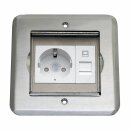 Einbausteckdose Fußbodensteckdose Steckdose 2-fach RJ45 & Schuko Kinderschutzdose Edelstahl für Boden & Wand Flachklappe
