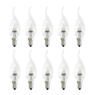 10 x Windstoß Kerze Eco Halogen Glühbirne 28W = 40W / 35W E14 Glühlam