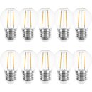 10 x LED Filament Tropfen 1W = 10W E27 klar extra warmweiß 2200K