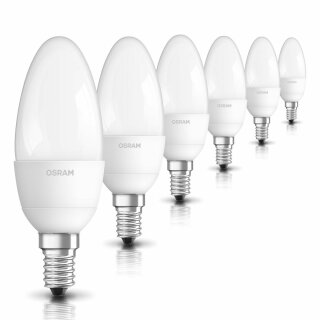 6 x Osram LED Leuchtmittel Kerze 3,5W = 25W E14 matt 250lm Star Classic