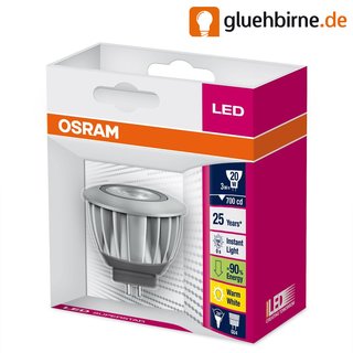 Osram LED Leuchtmittel Superstar MR11 Reflektor 3W = 20W GU4 warmweiß 24°