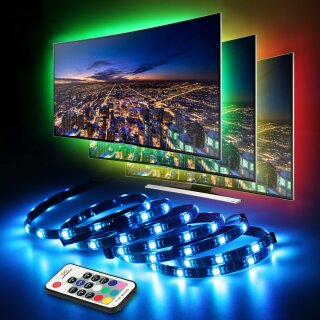 LED TV Hintergrundbeleuchtung RGB 4 x 50cm USB LED Strip Set 5050 mit Fernbedienung