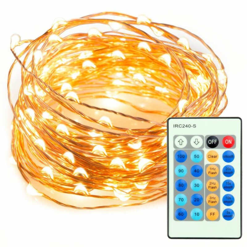 LED Kupferdraht Lichterkette 20 Meter 200 LEDs Set mit Netzteil und F