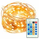 LED Kupferdraht Lichterkette 20 Meter 200 LEDs IP65 wasserdicht dimmbar Set mit Netzteil und Fernbedienung