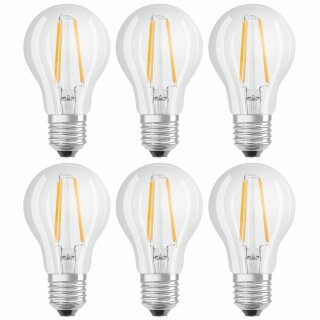 6 x Osram LED Filament Leuchtmittel Birnenform 6,5W = 60W E27 klar 806lm warmweiß 2700K DIMMBAR