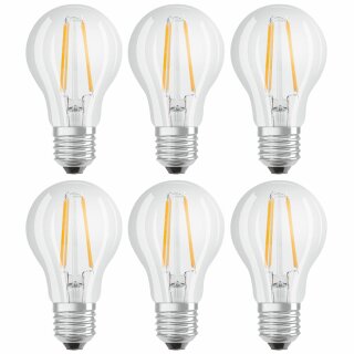 6 x Osram LED Filament Leuchtmittel Birnenform 6,5W = 60W E27 klar 806lm warmweiß 2700K DIMMBAR